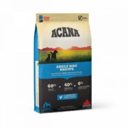 Acana Heritage Adult Dog está repleto de ingredientes locais frescos, frango criado ao ar livre, ovos de capoeira, linguado selvagem, fruta e vegetais.