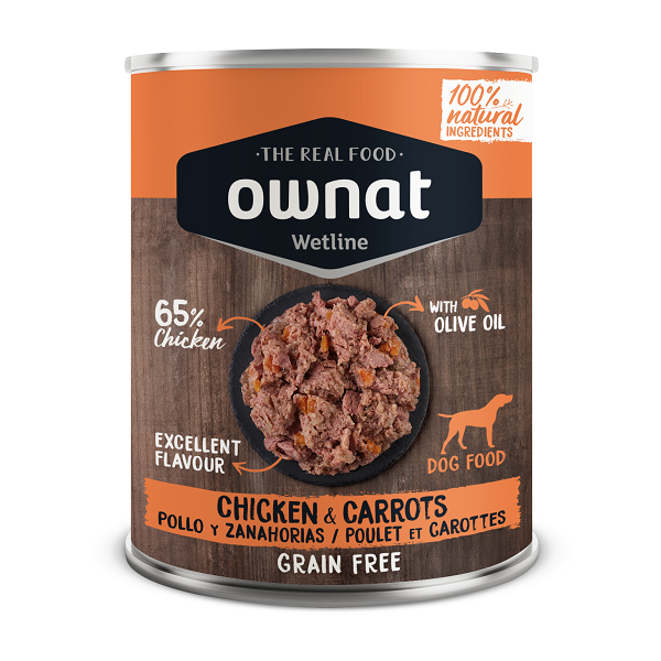 Ownat Wetline é uma nova proposta de alimentação húmida para cão feita com ingredientes 100% naturais, carnes e peixes frecos. Latas 400 gr.