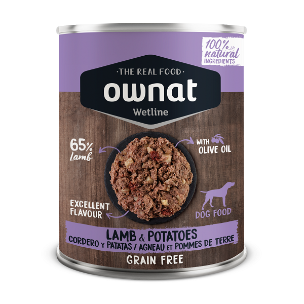 OWNAT WETLINE para cão é uma nova proposta de alimentos húmidos elaborados com ingredientes 100% naturais, vegetais e plantas medicinais.