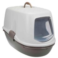 Caixa WC Berto Top para gatos da Trixie com cobertura, porta e pega. 2 bandejas e 1 bandeja-crivo para uma mais rápida e fácil limpeza.