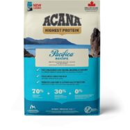 Acana Regionals Pacifica Dog está repleta de arenque de captura selvagem, sardinha, linguado, pescada prateada e peixe-lobo-riscado. Para cães adultos.