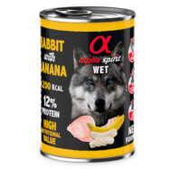 Alpha Spirit coelho com banana é um um paté delicioso à base de carne picada para cães adultos de todas as raças. Com matérias-primas de alta qualidade.