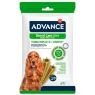 ADVANCE Snacks Dental Care para cão ajuda a eliminar os resíduos de comida, limita a formação da placa bacteriana e ajuda a prevenir a formação de tártaro.