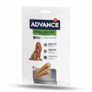 O ADVANCE Snacks Dental Care para cão ajuda a eliminar os resíduos de comida, limita a formação da placa bacteriana e ajuda a prevenir a formação de tártaro