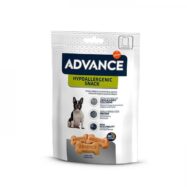 O ADVANCE Snacks Hypoallergenic é um biscoito saudável e saboroso para cão, elaborado sem ingredientes suscetíveis de provocar reações adversas ao alimento.