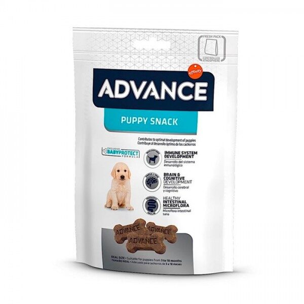 O ADVANCE Snacks Puppy são biscoitos tenros e saborosos especialmente criados para contribuírem para o excelente desenvolvimento dos cachorros.