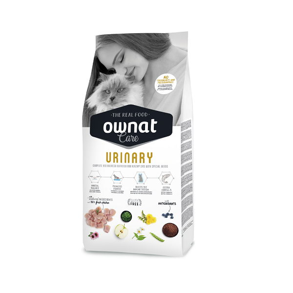 OWNAT CARE URINARY GATO é um alimento indicado para gatos adultos de todas as raças que sejam sensíveis a doenças do trato urinário.