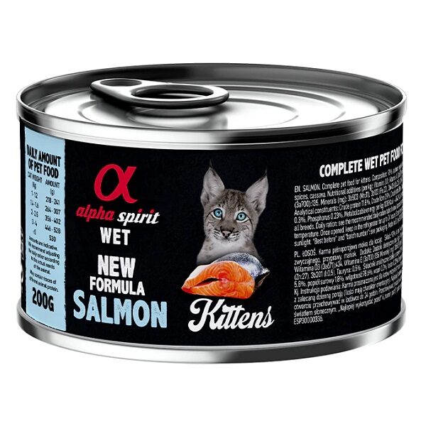 Alpha Spirit Salmão Kitten alimento húmido para gatinhos, ingredientes de alta qualidade e taurina, A melhor combinação para uma dieta equilibrada, saudável