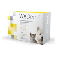 WeDerm – Cápsulas é um suporte e equilíbrio para pele e pêlo, indicado para cães e gatos. Prurido, Eritema, Descamação, Alopécia, Seborreia, Hiperqueratose.