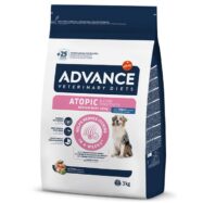 Advance Veterinary Atopic Cão formulado para cuidar da pele em caso de dermatite, perda de pêlo excessiva, diminuir intolerâncias a ingredientes/nutrientes.