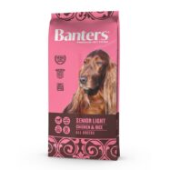 Banters Senior & Light é um alimento ideal para cão adulto a partir dos 7 anos ou propenso a ter excesso de peso. Croquetes estaladiços e fáceis de mastigar