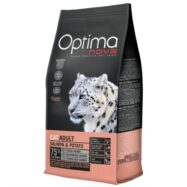 Optima Nova Cat Salmão & batata é um alimento completo sem cereais para gatos adultos apartir dos 12 meses de idade. Cuida da pele e mantem o pêlo brilhante