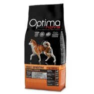 Optima Nova Adult Sensitive salmão é um alimento completo para cães adultos de qualquer raça com problemas de pele (alergias) ou com digestão sensível.