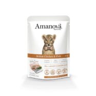 Amanova Kitten Chicken & Fish um delicioso alimento húmido para gatinhos. Sem cereais e é elaborado com frango e peixe branco fresco da mais alta qualidade.