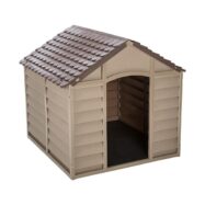 A casota em plástico "Tejo" é estável, prática e resistente. Ideal para todos os cães. Perfeita para animais com alergias. Medidas: 100 x 95 x 100 cm.