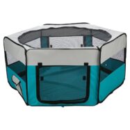 Parque em nylon para coelhos e cachorros, ideal para uso interior e exterior. Fundo em borracha e rebordos na base para proteger da sujidade, humidade, frio