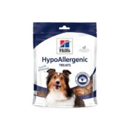 Hill's Biscoitos Hypoallergenic é um alimento complementar para recompensar cães adultos que apoia a redução e manutenção do peso.