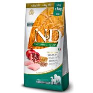 Farmina N&D Ancestral Frango é um alimento completo para cães adultos de médio e grande porte. Rico em alimentos de elavada qualidade essenciais para a vida