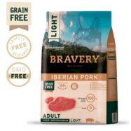 Bravery Iberian Pork Light é uma ração de prestígio do segmento Super Premium para cães adultos de médio e grande porte com excesso de peso.