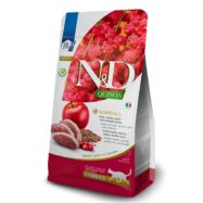 Farmina N&D Quinoa Cat Hairball é um alimento para gatos, indicado para facilitar a expulsão de bolas de pêlo. Receita de pato, quinoa, maçã e mirtilo.