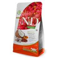 Farmina N&D Quinoa Cat Skin&Coat Herring é um alimento dietético para gatos adultos, indicado para reduzir a intolerância a ingredientes e nutrientes.