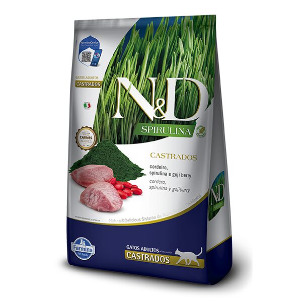 farmina_spirulina_gato_adult-lamb_cordeiro_maiapet Farmina Spirulina Gato Cordeiro é um alimento seco que combinando a suculência do cordeiro com os benefícios extraordinários da spirulina e das bagas goji.
