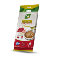 Creme N&D Prime Kitten - Alimento complementar para para gatinhos, gatas gestantes ou lactantes.. Delicioso creme elaborado com frango e atum. 4x 15 gr.