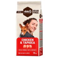 Amity Grain Free Chicken & Tapioca é uma receita única no mercado, com elevado teor de frango, Inclui ingredientes vegetais e frutas de produção local.