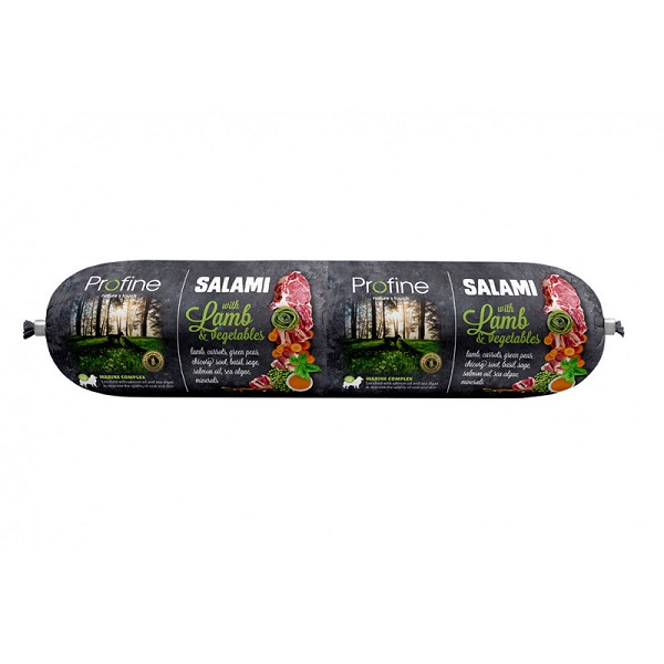 profine-salami-cordeiro-cao-maiapet Profine salame de cordeiro é um alimento complementar para o seu cão. Contém carnes, vegetais, complexos marinhos e ervas. Bastante delicioso e nutritivo.